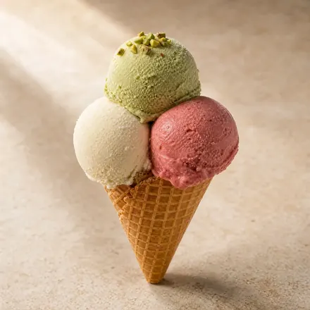 Cono grande con tre gusti di gelato